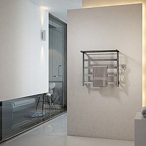 Полотенцесушитель электрический с полкой WONZON & WOGHAND ESSEN, Темный графит (WW-A402-GM) купить в интернет-магазине сантехники Sanbest