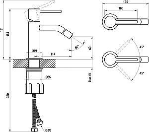 Смеситель для биде Ravak Espirit X070355 розовое золото купить в интернет-магазине сантехники Sanbest