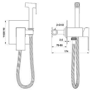 Смеситель с гигиеническим душем встраиваемый WONZON & WOGHAND CUBE, Брашированный никель (WW-88829016-BN) купить в интернет-магазине сантехники Sanbest