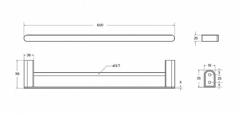 Полотенцедержатель Cezares STYLUS-THD-60-NOP черный матовый купить в интернет-магазине сантехники Sanbest
