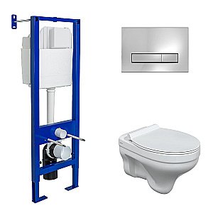 Унитаз подвесной Berges ALBIT S  безободковый, с инсталляцией, белый/кнопка хром глянцевый купить в интернет-магазине Sanbest