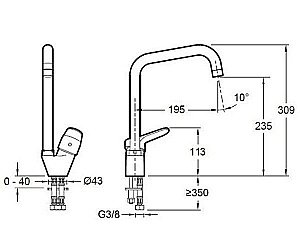 Смеситель для кухни Jacob Delafon BRIVE E75770-CP купить в интернет-магазине сантехники Sanbest