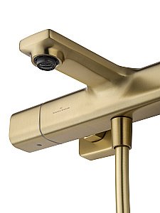 Смеситель для ванны с душевым гарнитуром и термостатом WONZON & WOGHAND SOLID, Брашированное золото (WW-C2011-A-BG) купить в интернет-магазине сантехники Sanbest