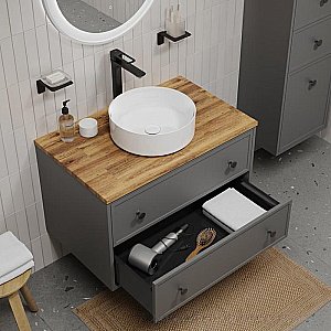 Тумба с раковиной Iddis Torr 80 TOR80DBi темно-серая для ванной в интернет-магазине Sanbest