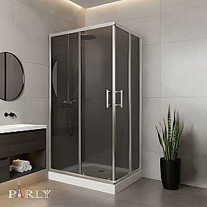 Душевой уголок Parly QZ81S N 100x80 профиль хром/стекло прозрачное купить в интернет-магазине Sanbest