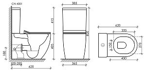 Унитаз напольный Ceramica Nova METROPOL CN4001 безободковый, с крышкой микролифт, с бачком купить в интернет-магазине Sanbest