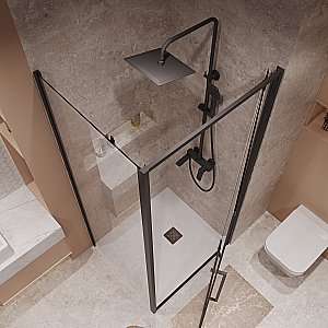 Душевой уголок Niagara Nova NG-85-10AB/NG-A90B-34 100х90 стекло прозрачное/профиль черный матовый купить в интернет-магазине Sanbest