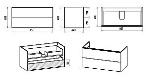 Тумба с раковиной Misty Карат -100 П-Кар09100-01/19-2Я белый/темное дерево для ванной в интернет-магазине Sanbest