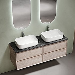 Столешница Sancos 140 TT140A1X с отверстием под смеситель, черный мрамор для ванной в интернет-магазине сантехники Sanbest