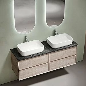 Столешница Sancos 140 TT140A1X с отверстием под смеситель, черный мрамор для ванной в интернет-магазине сантехники Sanbest