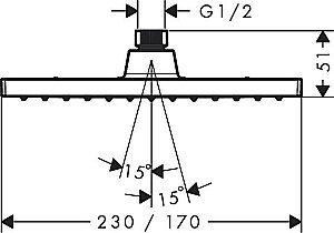 Верхний душ Hansgrohe Vernis Shape 230 1jet 26281000 купить в интернет-магазине сантехники Sanbest