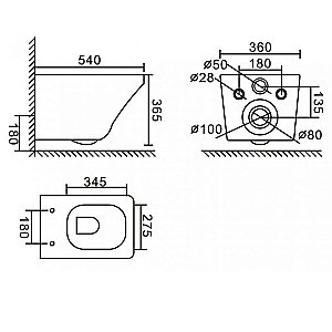 Унитаз подвесной BelBagno SELA BB3201 безободковый, черный матовый купить в интернет-магазине Sanbest