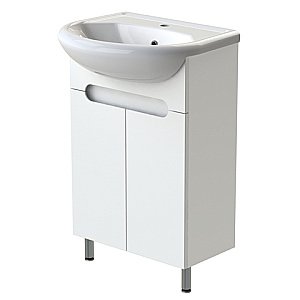 Тумба с раковиной Orange TOPLINE-Rio TR55-01C+RA белая глянец для ванной в интернет-магазине Sanbest