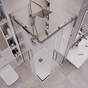 Душевой уголок Grossman Cosmo 90х90 300.K33.02.9090.10.00 стекло прозрачное/профиль хром купить в интернет-магазине Sanbest