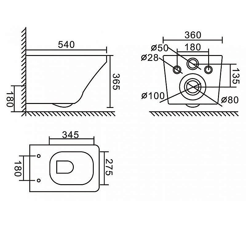 Унитаз подвесной BelBagno SELA BB3201 безободковый, черный матовый купить в интернет-магазине Sanbest
