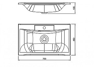 Раковина встраиваемая Art&Max 75 AM-LAV-750-MR-FP-Nero черная матовая купить в интернет-магазине Sanbest