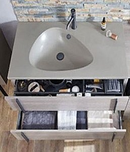 Тумба с раковиной Jacob Delafon NOUVELLE VAGUE 80 EB3030-E16+EXAR112-Z-MG2 орех/раковина серая для ванной в интернет-магазине Sanbest
