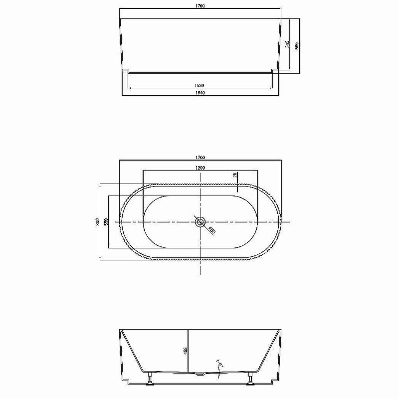 Ванна Vincea 170x80 VBT-426-1700MW белая матовая купить в интернет-магазине Sanbest