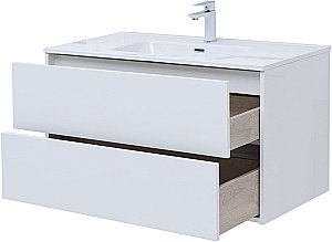 Тумба с раковиной Aquanet Lino 287542 80 (Flat) белый глянец для ванной в интернет-магазине Sanbest