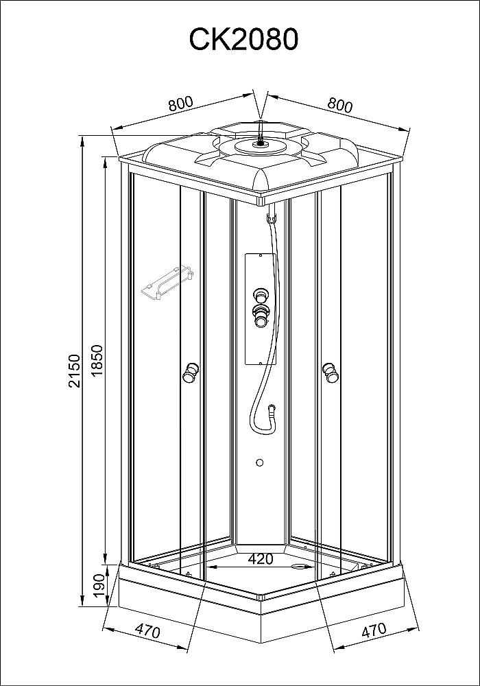 Душевая кабина AvaCan CK Серия CK2080 80х80 стандартная купить в интернет-магазине Sanbest
