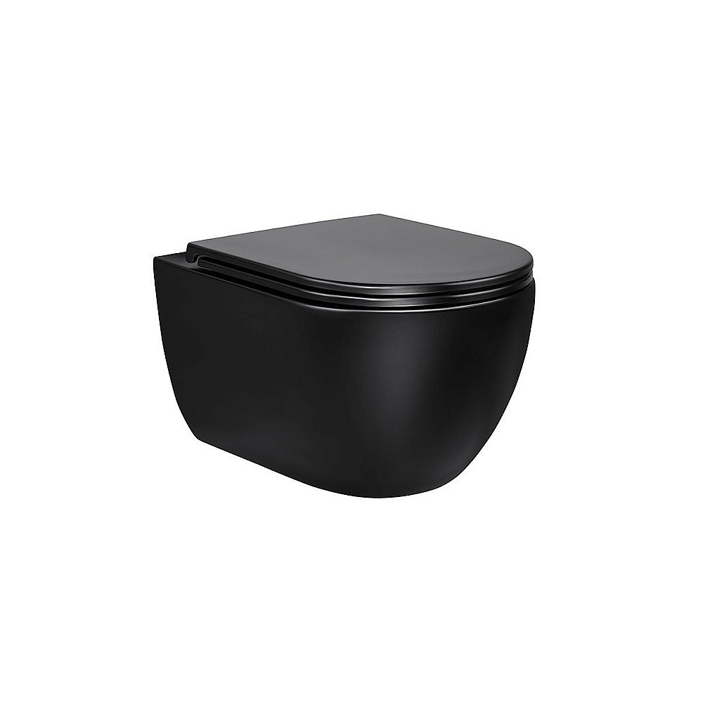 Унитаз подвесной Vincea Evo VT1-34MB безободковый, с крышкой микролифт, матовый черный купить в интернет-магазине Sanbest