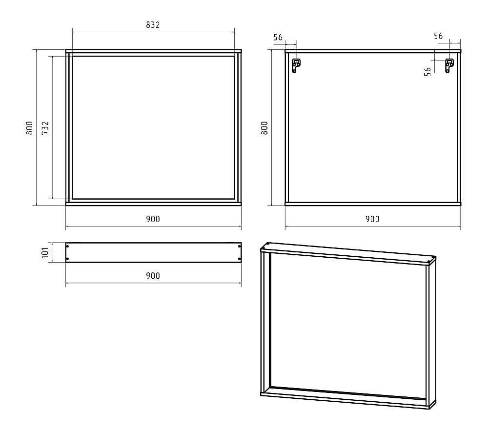 Зеркало с LED-подсветкой Misty DALLAS 90x80 Дуб Галифакс/олово в ванную от интернет-магазине сантехники Sanbest
