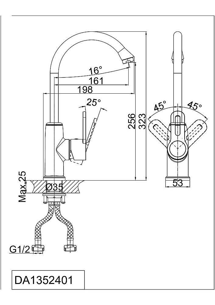 Смеситель для кухни D&K Rhein Paulinus DA1352401 купить в интернет-магазине сантехники Sanbest