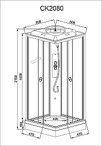 Душевая кабина AvaCan CK Серия CK2080 80х80 стандартная купить в интернет-магазине Sanbest