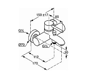 Смеситель для ванны Kludi Bozz 38691N076 брашированное золото купить в интернет-магазине сантехники Sanbest