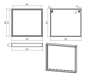 Зеркало с LED-подсветкой Misty DALLAS 90x80 Дуб Галифакс/олово в ванную от интернет-магазине сантехники Sanbest