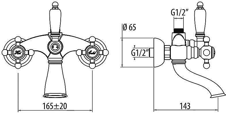 Смеситель для ванны Gattoni Vivaldi 1200612C0cr хром купить в интернет-магазине сантехники Sanbest