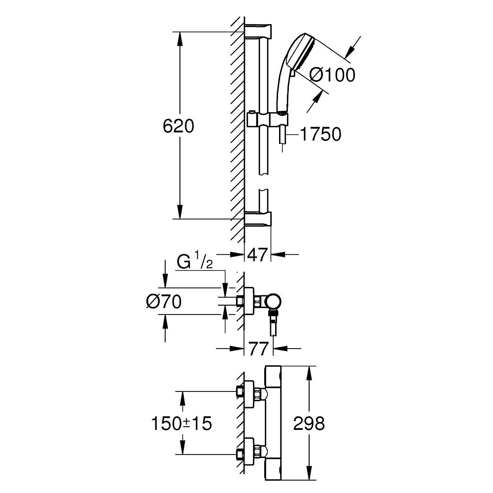 Термостат для душа Grohe Grohtherm 800 Cosmopolitan 34768000 купить в интернет-магазине сантехники Sanbest