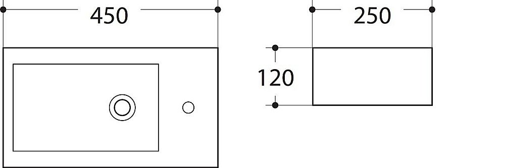 Раковина подвесная Art&Max 45 AM-4849-L белая купить в интернет-магазине Sanbest