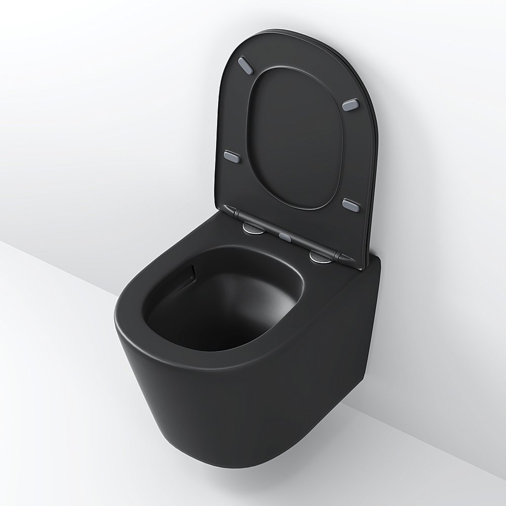 Унитаз подвесной Grossman Tornado GR-4477BMSQ безободковый, с крышкой микролифт, слив-торнадо, черный матовый купить в интернет-магазине Sanbest