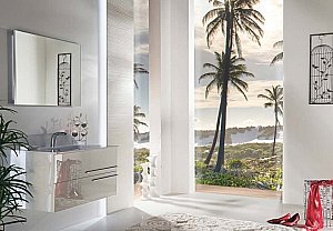 Тумба с раковиной Armadi Art Neoart 80 под моноблок стекло белая для ванной в интернет-магазине Sanbest