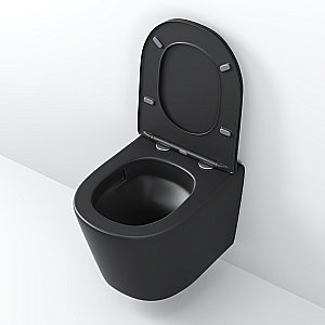 Унитаз подвесной Grossman Tornado GR-4477BMSQ безободковый, с крышкой микролифт, слив-торнадо, черный матовый купить в интернет-магазине Sanbest