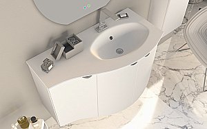 Тумба с раковиной правосторонняя Cezares Rialto 104 Bianco opaco для ванной в интернет-магазине Sanbest