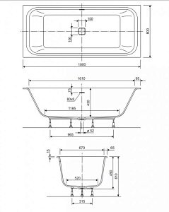 Ванна Cezares Titan Vario отдельностоящая 180x80 купить в интернет-магазине Sanbest