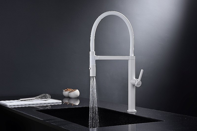 Смеситель для кухни Paulmark Leader Le214101-WH белый матовый купить в интернет-магазине сантехники Sanbest