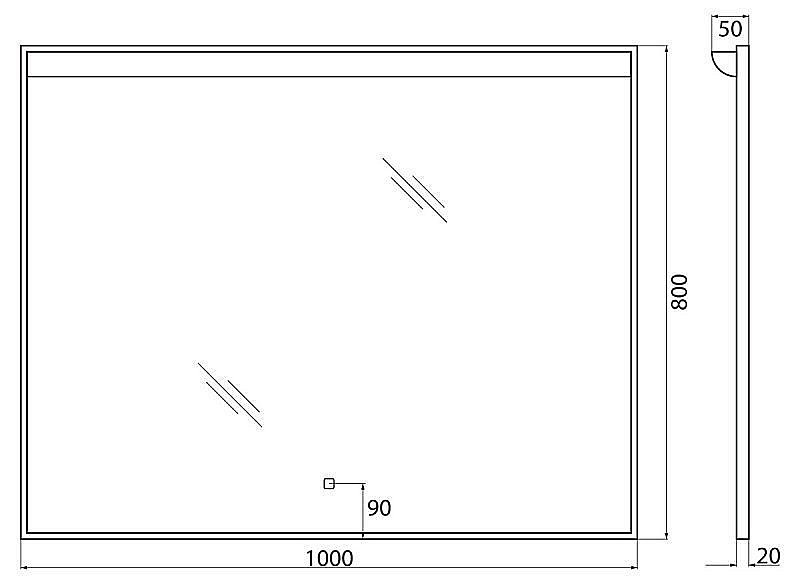 Зеркало с LED-подсветкой BelBagno UNO 100 в ванную от интернет-магазине сантехники Sanbest