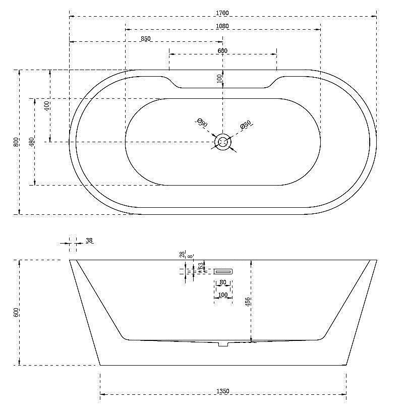 Акриловая ванна ABBER AB9299-1.7 170х80 купить в интернет-магазине Sanbest