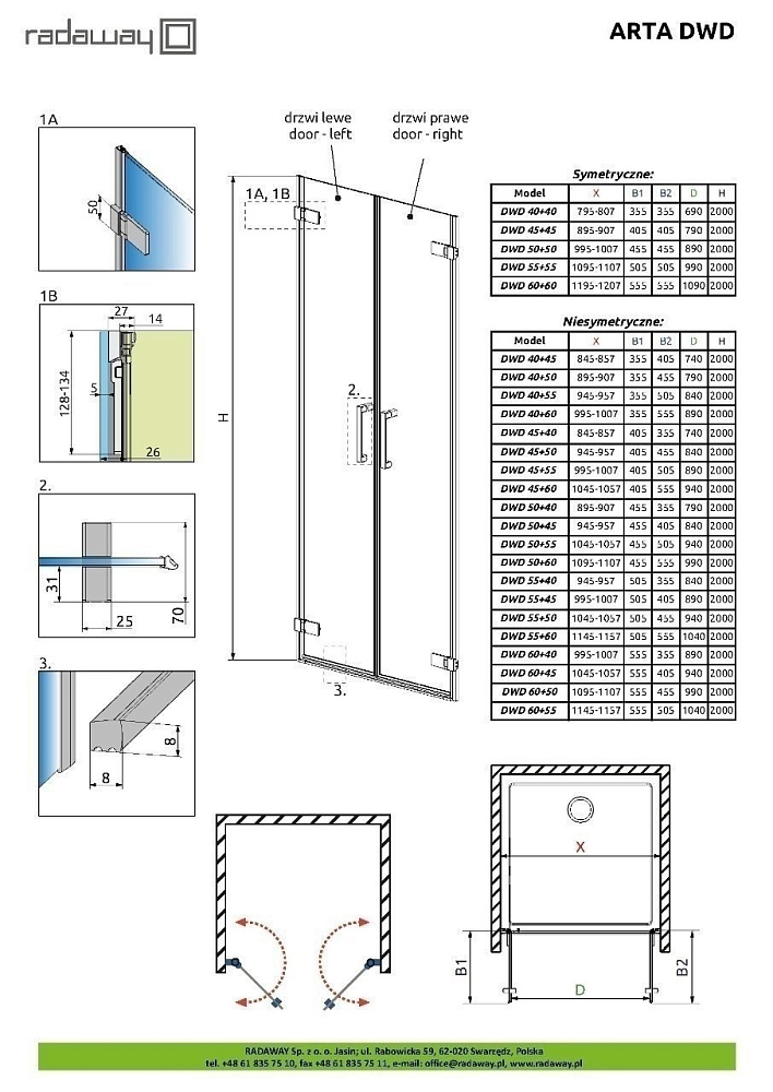 Душевая дверь Radaway Arta DWD 80 купить в интернет-магазине Sanbest