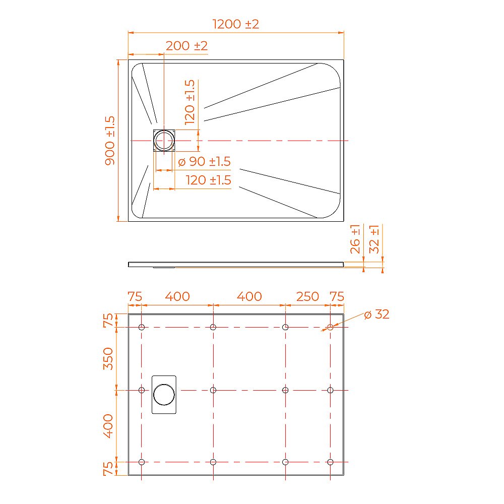 Душевой поддон RGW TSS-W 553502912-01 90x120 белый купить в интернет-магазине Sanbest