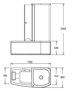 Ванна акриловая Gemy G8040 B 170x85 купить в интернет-магазине Sanbest