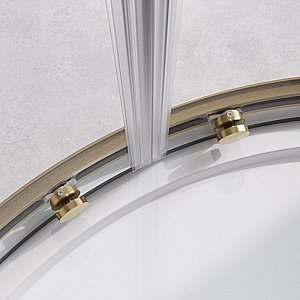 Душевой уголок Cezares Relax 90x90 RELAX-304-R-2-90-C-BORO стекло прозрачное/профиль матовое брашированное золото купить в интернет-магазине Sanbest