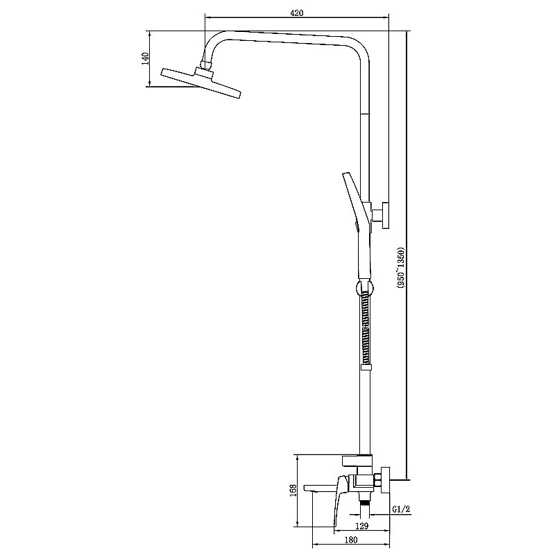 Душевая система Azario Conda AZ-K2411GR графит купить в интернет-магазине сантехники Sanbest