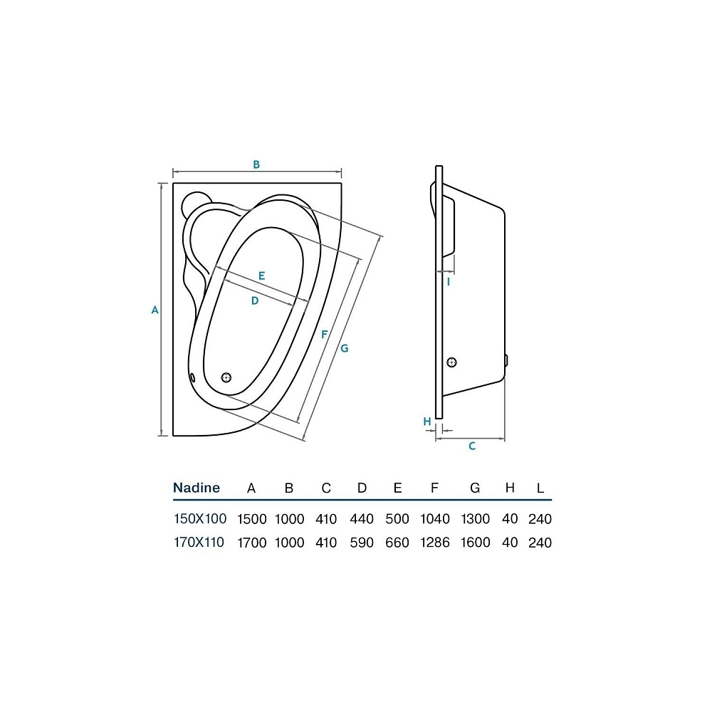 Ванна акриловая Koller Pool Nadine 170x100 купить в интернет-магазине Sanbest