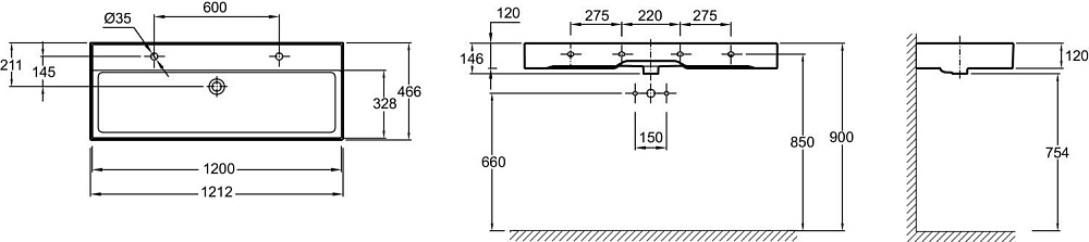 Раковина Jacob Delafon VIVIENNE 122 EXBK112-00 белая купить в интернет-магазине Sanbest