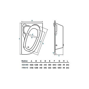 Ванна акриловая Koller Pool Nadine 170x100 NADINE170X100L белая купить в интернет-магазине Sanbest