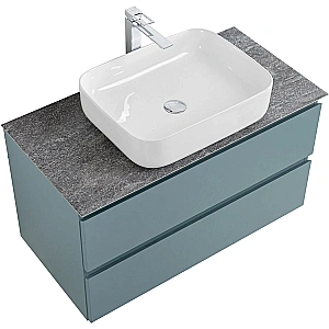 Тумба с раковиной и столешницей BelBagno 80 KRAFT-800-2C-SO-AO+KEP-80-GRN голубая матовая для ванной в интернет-магазине Sanbest